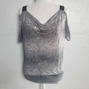 B.WEAR BYER CALIFORNIA WOMENS METALLIC COLD SHOULDER TOP